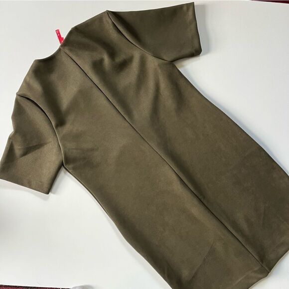 SPANX Faux Suede Column Dress In Utility Green Large - Picture 9 of 9